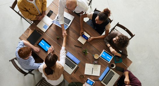 A group of colleagues having a meeting